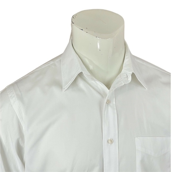 Nordstrom 2 x 2 Pinpoint Long Staple Cotton White Dress Shirt Mens 15.5 - 37 - Picture 4 of 8